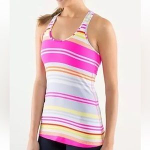 LULULEMON ATHLETICA Multi Groovy Stripe COOL RACERBACK TANK Top size 2 XXSMALL